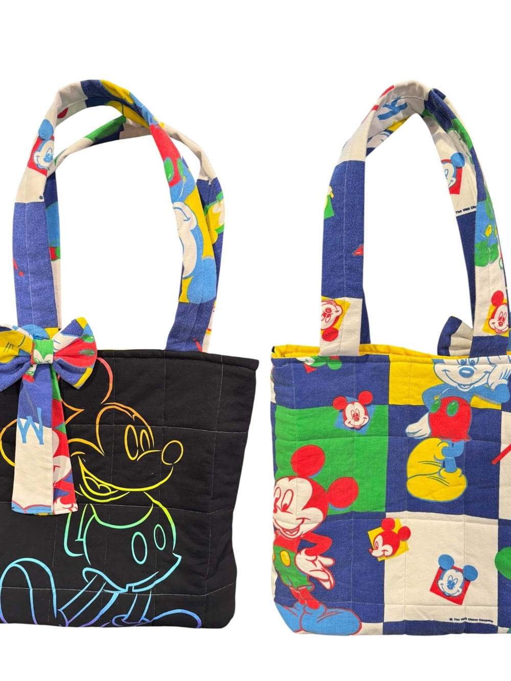 Handmade Mickey Mouse Cotton Tote Bag - Black and Multi